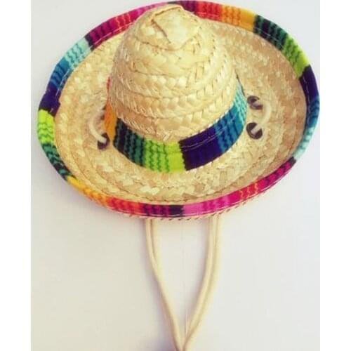 Mini Pet Dogs Straw Hat Sombrero Cat Sun Hat Beach Party Straw Hats Dogs Hawaii Style Hat For Dogs Funny Accessories