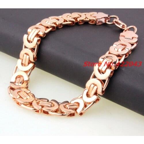 Factory Price! Fashion Men Bracelets Jewelry Rose Gold Byzantine Style Stainless Steel Bracelet Chains&Links Cool Party Gift