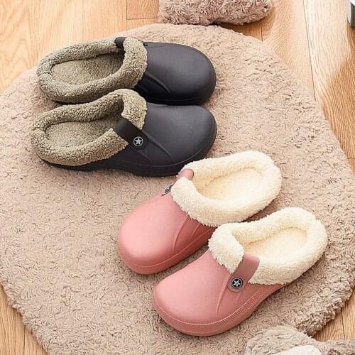 Womens Home Winter Clogs Indoor Fur Warm Slippers Sandals For Women New Fashion Footwear Flip Flops Unisex Waterproof Slippers