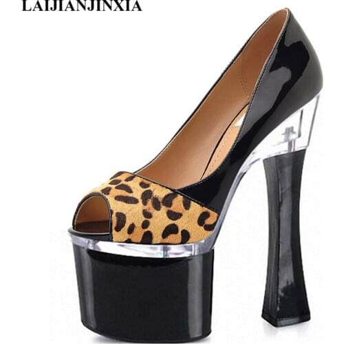 LAIJIANJINXIA Sexy Leopard Grain Women Pole Dancing Pump 18cm High Heels Platform Shoes Wedding Party Dress Dance Shoes