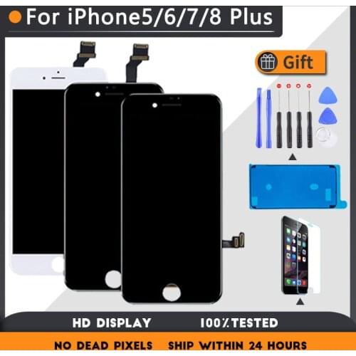 AAA+++LCD Display For iPhone 6 7 8 6S Plus Touch Screen Replacement For iPhone 5 5S SE No Dead Pixel+Tempered Glass+Tools