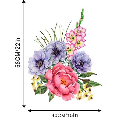 1 Set Of Wall Stickers 40*58cm Peony Rose Flower Wall Sticker Living Room Home Background DIY Decal