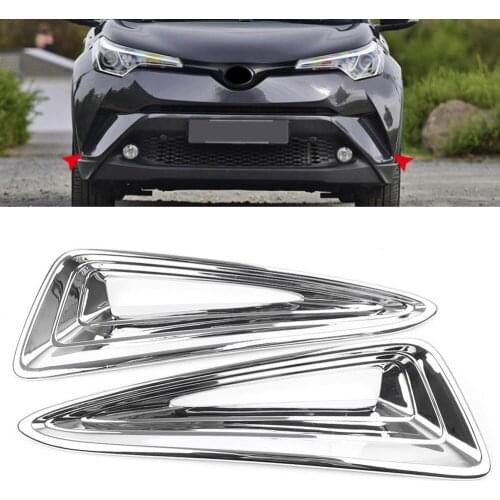 1Pair Chrome ABS Car Front Bumper Fog Light Styling Moulding Cover Trim for TOYOTA CHR 2016 2017 2018 / C-HR 16 17 18