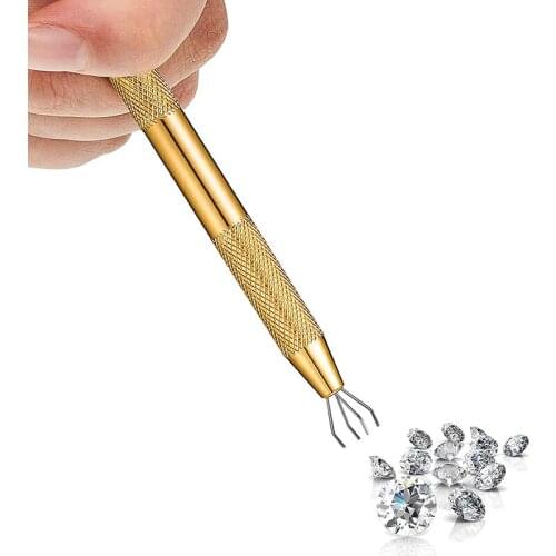 1pc 4 Prongs Crystal Claw Tweezers Grabber for Beads Gems Small Parts Pickup Jewelry Stainless Steel Tool Pick up Tool Holder