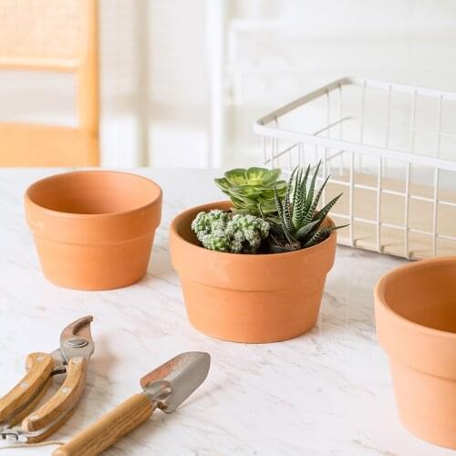 1pc Orange Ceramic Small Flower Pot Succulent Potted Garden Decoration Home Plants Pot