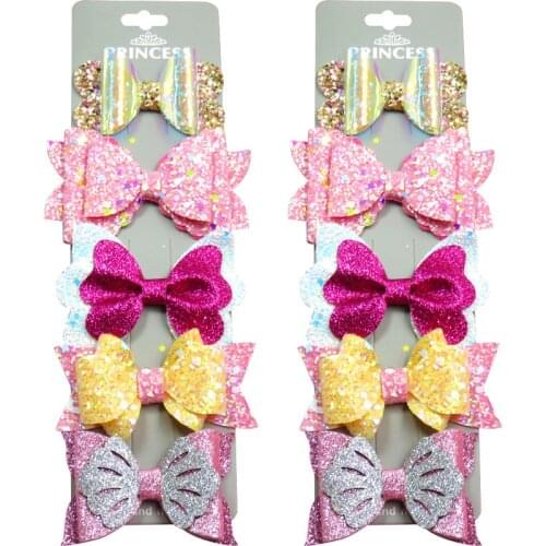 10PCS/SET Lovely Styles Baby Girls Clips Leather Bows Child Tie Knot Creativity Handmade Hairpins Hair Accessories For Kids NEW