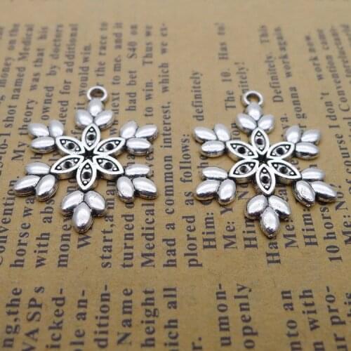 10pcs/Lot 22x27mm Antique Silver Color Snowflake Charms Pendant For Jewelry Making DIY Jewelry Findings