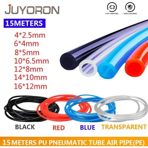 15 meters Air Tubing 4*2.5mm 6*4mm 8*5mm Hose Connector for Compressor Pneumatic Blue Red Black Air Compressor Hose