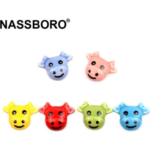 15x19mm Hand Painted Cow Shape Ceramic Beads Cross Hole Porcelain Beads Charm Beads For Jewelry Making Bracelets Necklace DIY