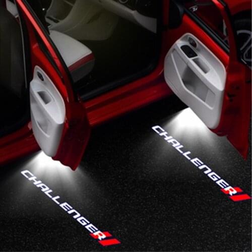 2pcs LED Car Logo Doo Light 12V Badge Shadow Ghost Laser Projector Light For Dodge Challenger SRT Scat Pack Charger Demon