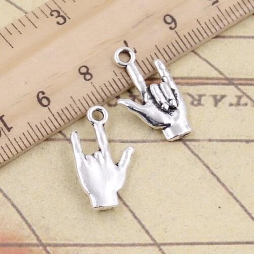 20pcs Charms Palm I Love You Hand 22x13mm Tibetan Silver Color Pendants Antique Jewelry Making DIY Handmade Craft Pendant