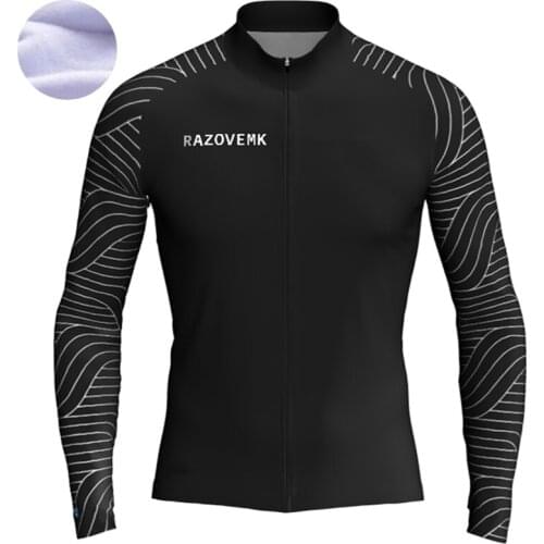 2018 RAZOVEMK Cycling Jersey long sleeves Winter thermal Fleece MTB Ropa Ciclismo Racing Bike Ropa Ciclismo