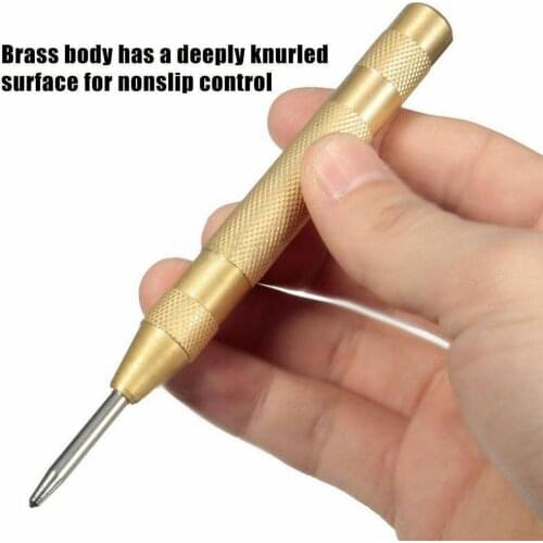 5 Inch Automatic Center Pin Punch Spring Loaded Marking Starting Holes Tool Wood Press Dent Marker Woodwork Tool Drill Bit Gold