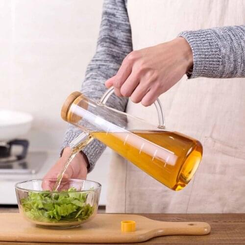 580/700ML Glass Olive Oil Dispenser Cruet Leak-proof Oil Vinegar Bottle with Scale Salad Dressing Bottle for Vinegar Soy Sauce