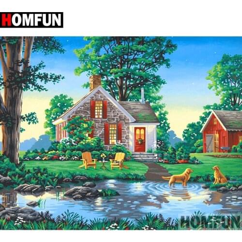 HOMFUN Full Square/Round Drill 5D DIY Diamond Painting " House dog" 3D Diamond Embroidery Cross Stitch Home Decor A18866