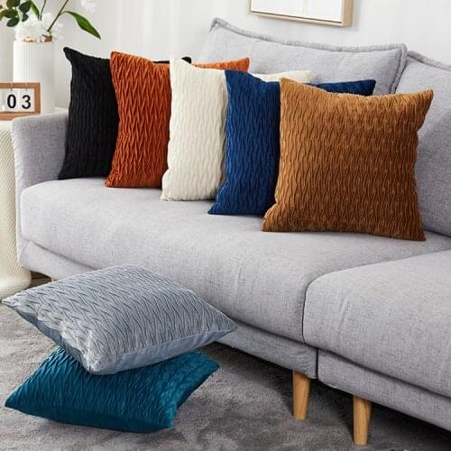 Velvet Throw Pillow Covers Plaid Cushion Case Decorative Sofa Home Party Soft Square Pillowcase for Sofa Bedroom Car Home