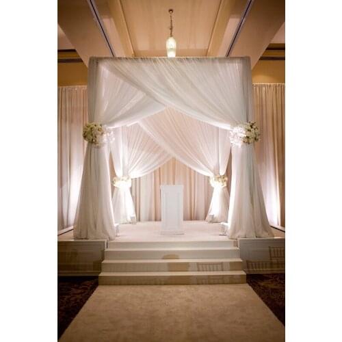 Free Shipping 3M*3M*3M white color square canopy drape with stainless steel Stand