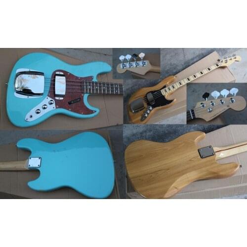 Free shipping High Quality Custom body mahogany body 4 string Signature Sky blue Jazz Bass guitar