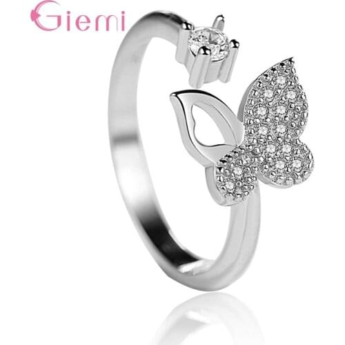 Big Promotion Genuine 925 Sterling Silver Wedding Rings Simple Design Butterfly Shape Support Drop Shipping/Wholesale/Retail