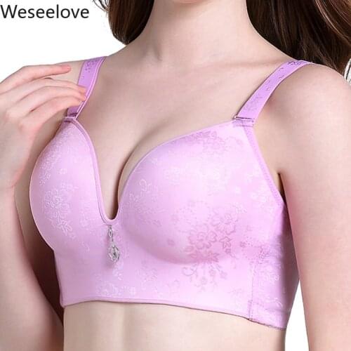 Summer Large Size bra Women Flower Seamless Wireless plus size Bra 100C 105D comfortable and decompression push up Underwear E90