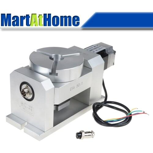CRA902 CNC Router Machine Rotary Indexer Table 4th & 5th Rotational Axis with Chuck & 57 2-Phase Stepper Motor, Harmonic Gearbox