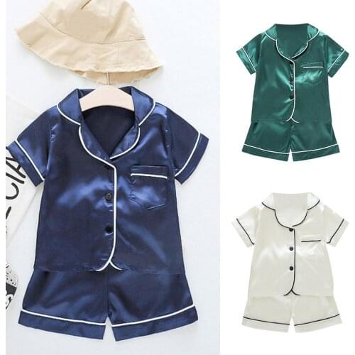 Kids Pajamas Sets Boys Clothes kids Pajamas Toddler Kids Baby Boys Girl Solid Pajamas Sleepwear T shirt Shorts Clothes Set