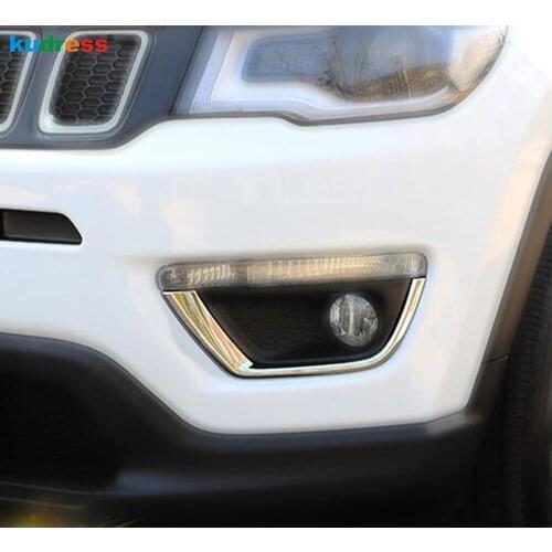 For Jeep Compass 2017 2018 2019 2020 Chrome Front Fog Light Eyebrow Cover Trim Foglight Eyelid Strip Car Styling Accessories