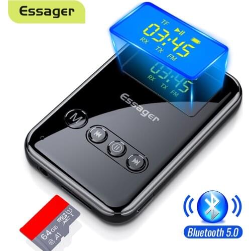 Essager Bluetooth 5.0 Transmitter Receiver 3.5mm Jack Aux Audio Wireless Adapter For PC TV Headphone Car Bluetooth Receiver