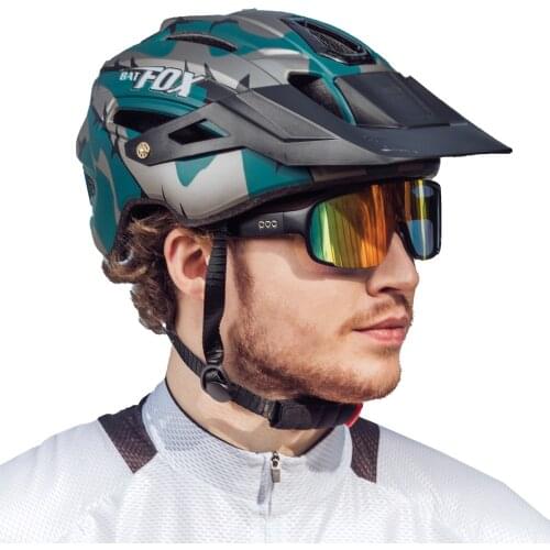 Batfox Mountain Bicycle Helmet For Adult Men Woman Camouflage Design Cycling MTB Helmet With Taillight And Visor