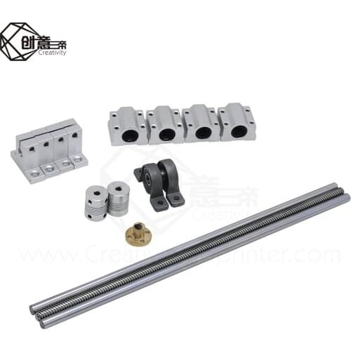 T8 Lead Screw L300mm 400mm 500mm D8mm 8mm Horizontal Double Track Coupling Bearing & Linear Shaft Optical Axis Bearing Set