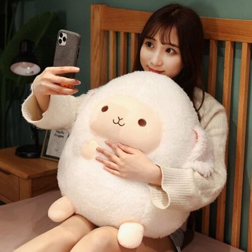 Kawaii White Sheep Soft Plush Stuffed Cartoon Sleeping Pillow Toys Animals Dolls For Children Girlfriend Kids Birthday Gift new