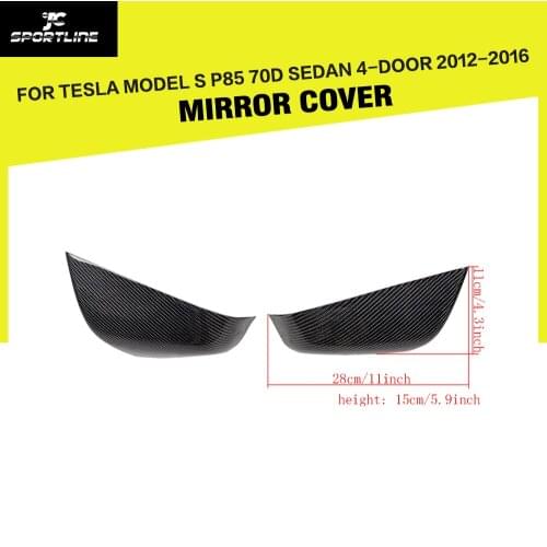 Car-Styling Carbon Fiber Racing Side Rearview Mirror Covers Caps for Tesla Model S P85 70D Sedan 4-door 2012 - 2015 Add On Type