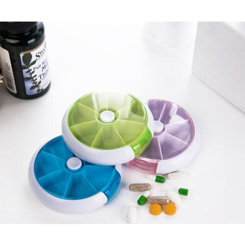 Pill Storage Box Medicine Case 7 Day Organizer Round Shape Portable For Travel TK-ing