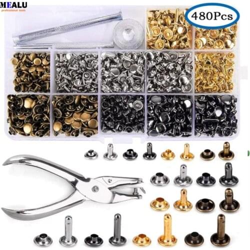 Leather punch set 4-color installation tool punch pliers boxed leather leather goods with metal double-sided rivets