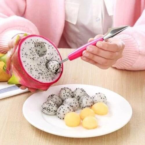 Kitchen Accessories 2 in1 Dual-head Stainless Steel Carving Knife Fruit Watermelon Ice Cream Baller Spoon Home Kitchen Tools