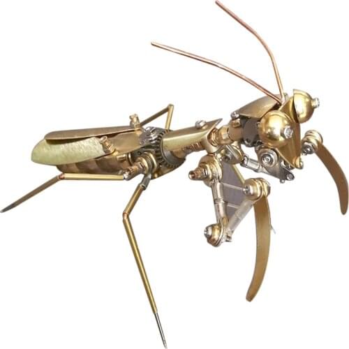 10 X 6.6 X 9cm 3D Metal Mechanical Insects Mantis Model Handmade Crafts For Home Decor Diy Assembly Toys Kids Gift Dropshipping