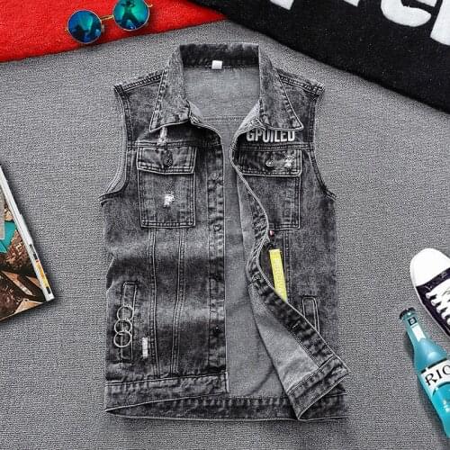 Mens Sleeveless Denim Turn-down Collar Vest Outwear Fashion Male Clothing C3