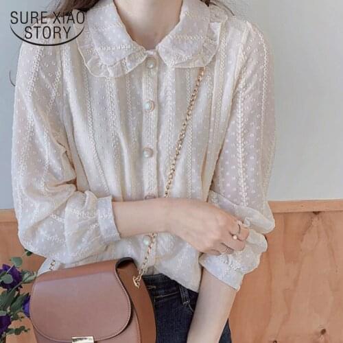 Autumn 2020 Fashion Style Doll Collar Fairy Chiffon Blouse Women Ladies' Shirt Long Sleeve Office Women Clothing Blusas 10351