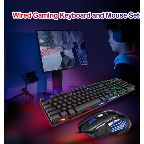 IMICE AN-300 USB Wired Gaming Keyboard Mouse 104-key RGB Backlit Gaming Mechanical Keyboard 7-Key 2400DPI Ergonomic Mouse