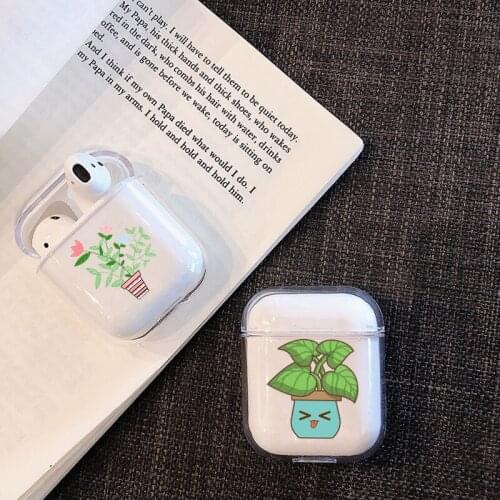 Transparent Cute Case For Apple airpods Case Cover Floral Plant Leaf Bluetooth Earphone Case For Airpods Headphone Hard Case