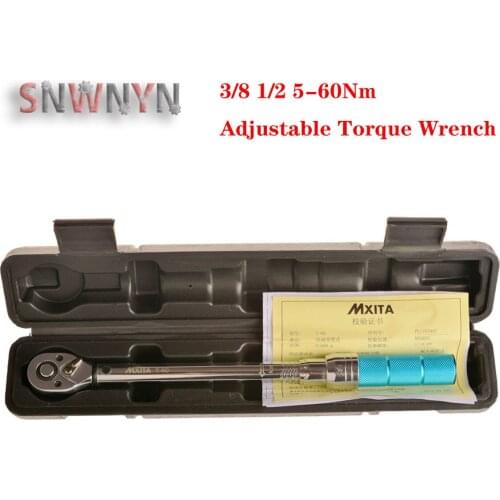 Industrial Grade 3% Accuracy 3/8 1/2 5-60Nm Preset Adjustable Torque Wrench Ratchet Spanner Wrench Bicycle Repair Hand Tool