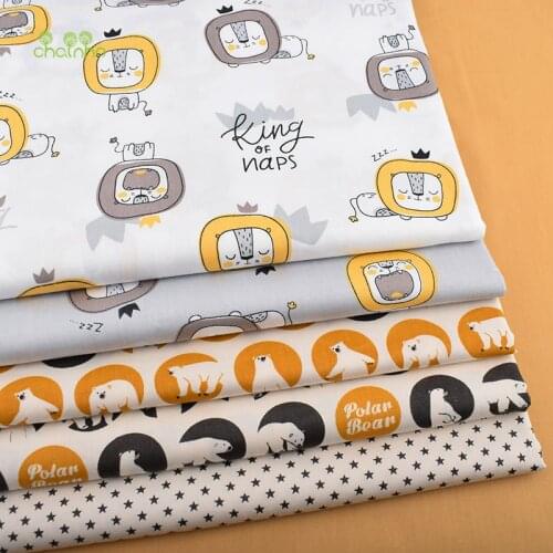 Chainho,Bear&Lion Series,Print Twill Cotton Fabric,Patchwork Cloth For DIY Sewing Quilting Baby &Childrens Bedclothes Material