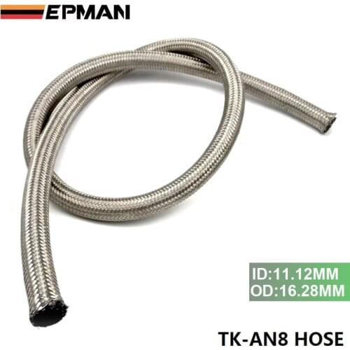 AN 8 (ID:11.12MM OD:16.28MM )Stainless Steel Braided Fuel Line Oil Gas Hose each 1M 3.3FT TK-AN8 HOSE