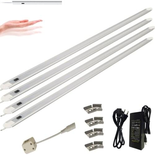 LED Under Cabinet Light Hand Sweep Sensor Night lamp DC 12V 50CM LED Bar Lights For Bedroom Kitchen Closet Wardrobe Stairs Path