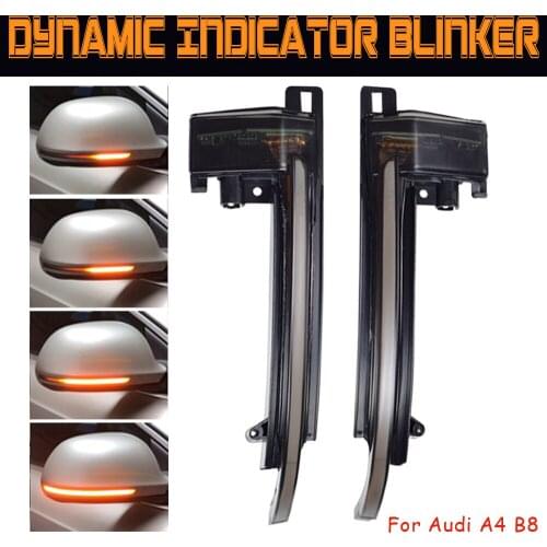 2 Pieces For Audi A4 A5 S5 B8.5 RS5 B8 Dynamic Scroll LED Turn Signal Light Sequential Rearview Mirror Indicator Blinker Light