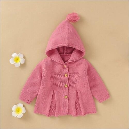 Infant Baby Girls Sweater Hooded Warm Winter Newborn 0-24 Months Full Sleeve Coats Soild Casual Boy Girl Coats Cardigan Clothes