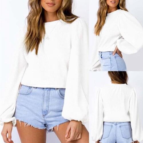 Korean Fashion Loose Knit Sweater Women Solid Color Round Neck Puffy Sleeve Pullover Casual Warm Sweater Women