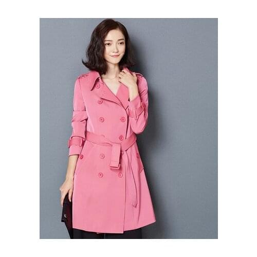 Spring AYUNAUE Autumn Windbreaker Women Long Jacket 2020 New British OL Double Breasted Trech Coat For Women Outwear Tops LX1404