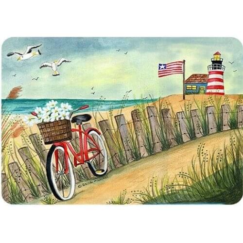 Vintage Metal Sign Tin Sign Summer Seaboard Lighthouse Bicycle Seabird Home Bar Kitchen Wall Art Decor Sign 12X8Inch