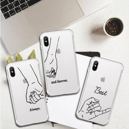 Always And Forever Best Friends Anti-fall luxury Phone Case cover Transparent for iPhone 6 7 8 11 12 s mini pro X XS XR MAX Plus